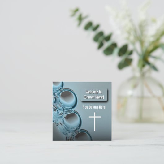 De Kaart van de Kerk van het Moderne Blauwe Water Vierkante Visitekaartje (Staand voorkant)
