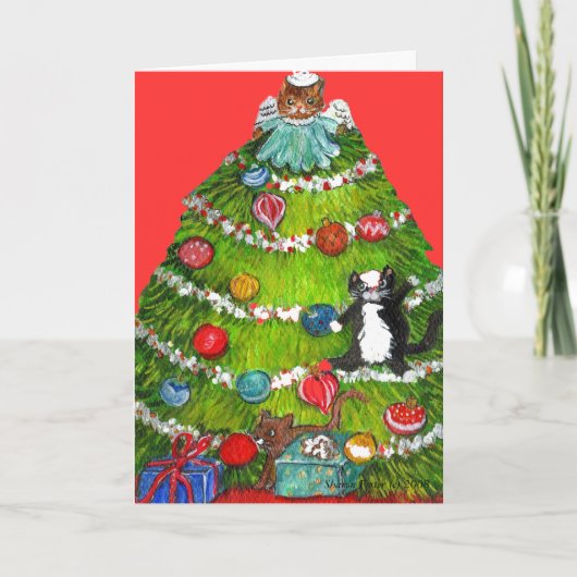 De Kaart van de Kerstboom van de Kat van het kat (Voorkant)