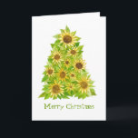 De Kaart van de Kerstboom van de zonnebloem<br><div class="desc">De Kerstkaart van de zonnebloem wordt ontworpen van waterverf het schilderen van zonnebloemen in de vorm van een Kerstboom door Julia Morrill</div>