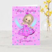 de kaart van de kleindochterverjaardag - roze en (Gele Bloem)