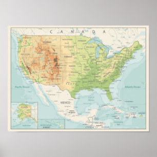 De Kaart van de Kleur van de Retro van de Wereld Poster