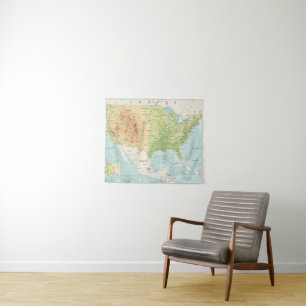 De Kaart van de Kleur van de Retro van de Wereld Wandkleed