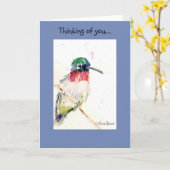 De Kaart van de Kolibrie van de waterverf (Gele Bloem)