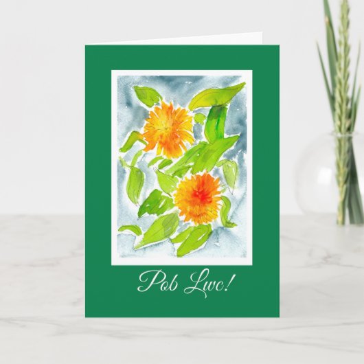 De Kaart van de Kop Marigolds Good Luck: Welsh Gre (Voorkant)