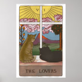 De Kaart van de Lovers Cat Tarot Poster (Voorkant)