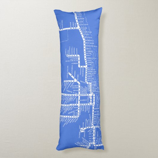 De kaart van de metro van Chicago met Treinhaltes  Lichaamskussen (Achterkant (Verticaal))