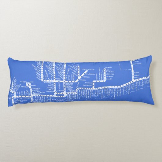 De kaart van de metro van Chicago met Treinhaltes  Lichaamskussen (Achterkant)