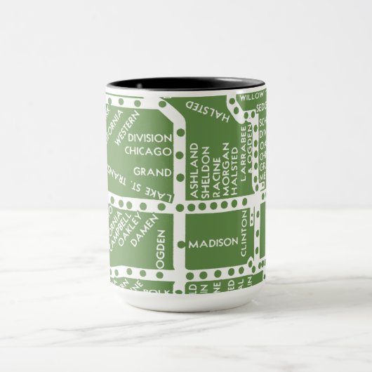 De kaart van de metro van Chicago met Treinhaltes  Mok (Midden)