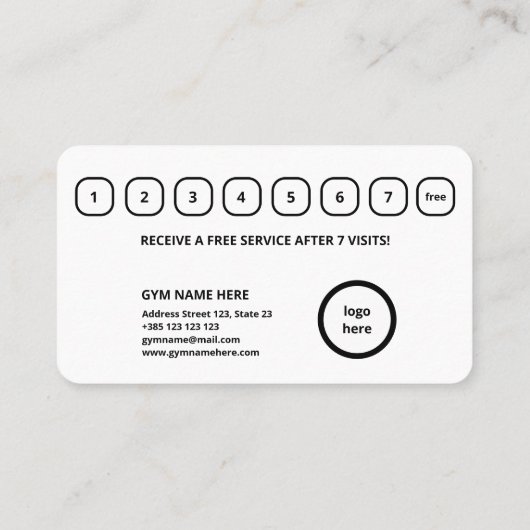 De Kaart van de moderne Gym Loyalty (Achterkant)