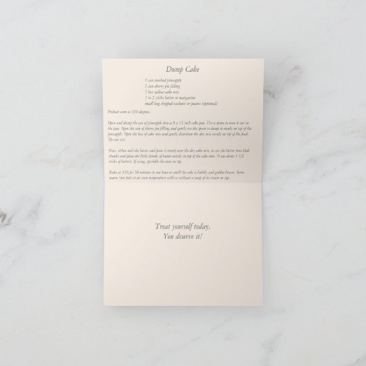 De Kaart van de Nota van het Recept van de Cake (Binnen)