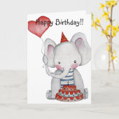 De Kaart van de Olifant van de verjaardag (Gele Bloem)