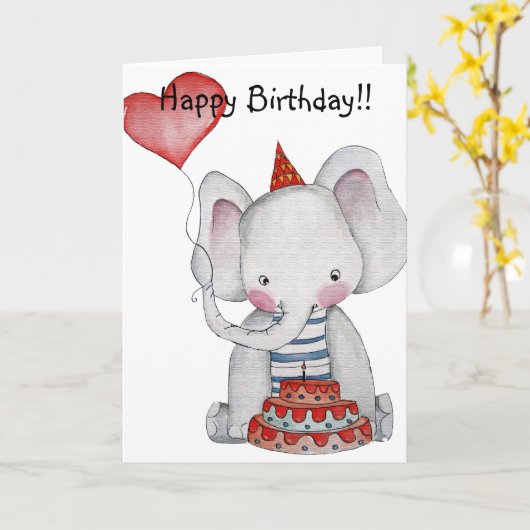 De Kaart van de Olifant van de verjaardag (Gele Bloem)