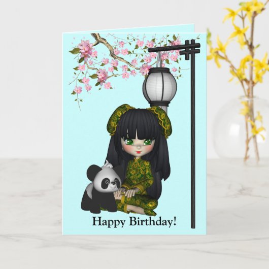 De Kaart van de Panda van Doll van China van (Gele Bloem)