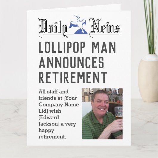 De Kaart van de Pensionering van het Man Lollipop (Voorkant)