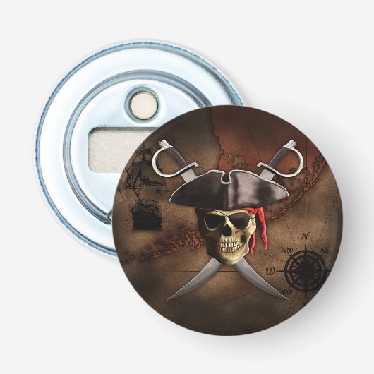 De Kaart van de piraat Button Flesopener (Voorkant)