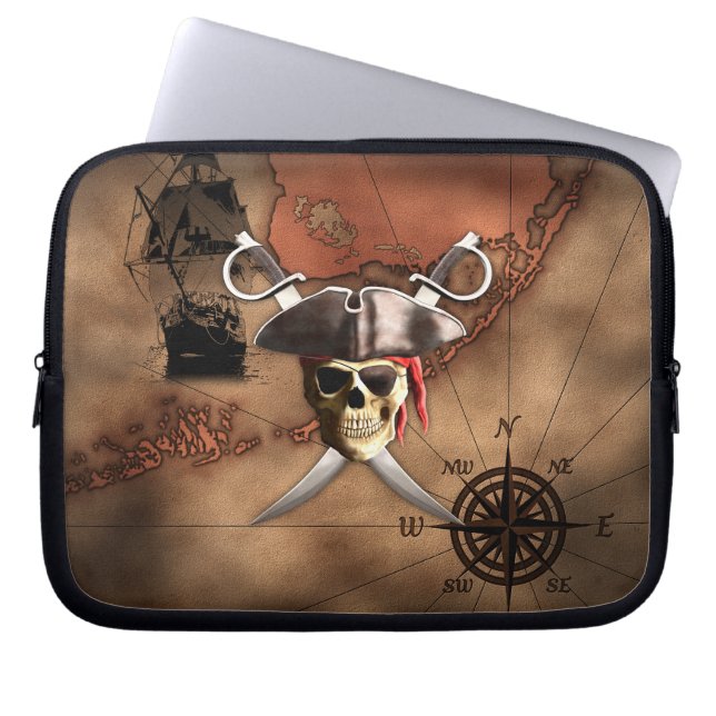De Kaart van de piraat Laptop Sleeve (Voorkant)
