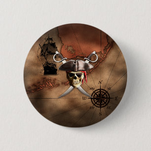 De Kaart van de piraat Ronde Button 5,7 Cm