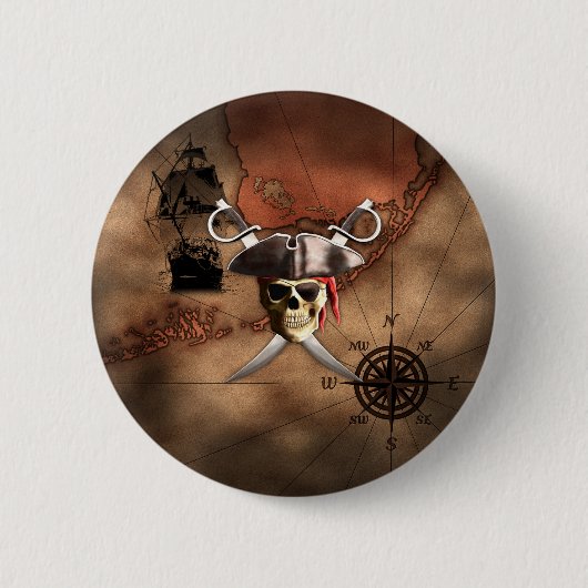 De Kaart van de piraat Ronde Button 5,7 Cm (Voorkant)