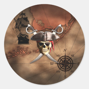 De Kaart van de piraat Ronde Sticker