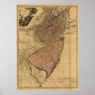 De kaart van de provincie New Jersey (1777) Poster