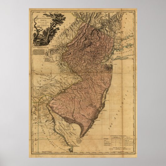 De kaart van de provincie New Jersey (1777) Poster (Voorkant)