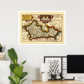 De Kaart van de Provincie van "Barkshire" Poster (Thuiskantoor)