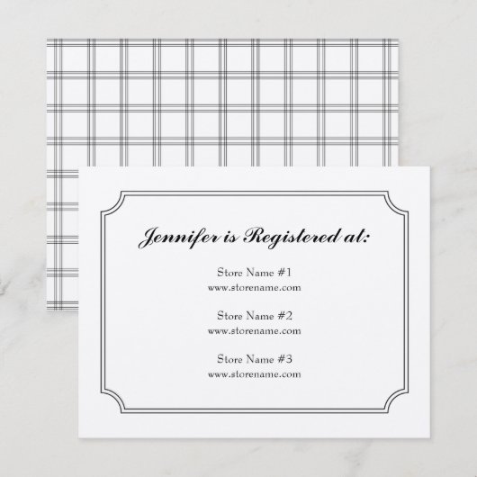 De Kaart van de Registratie van de Plaid van de (Voorkant / Achterkant)