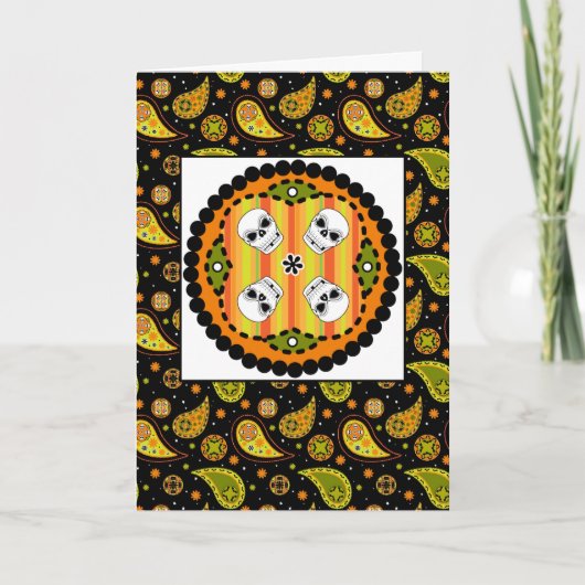 De Kaart van de Schedel van Halloween Paisley (Voorkant)