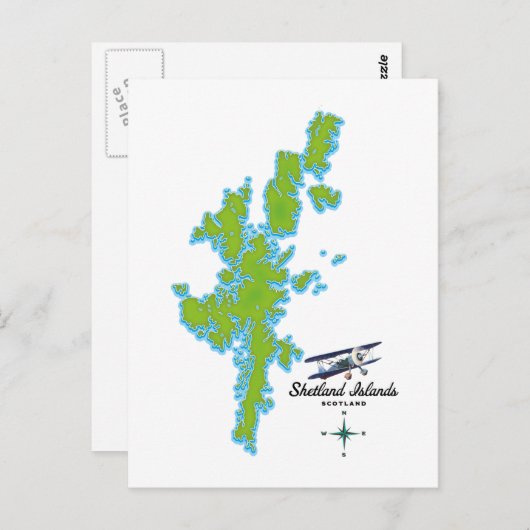 De kaart van de Shetlandeilanden (Voorkant / Achterkant)