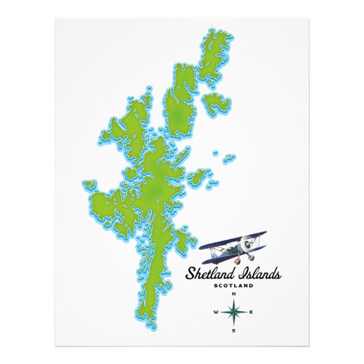 De kaart van de Shetlandeilanden Foto Afdruk (Voorkant)