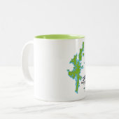 De kaart van de Shetlandeilanden Tweekleurige Koffiemok (Voorkant links)