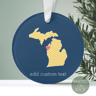 De Kaart van de Staat van Michigan met het Hart en Ornament
