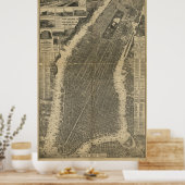 De kaart van de stad New York (1879) Poster (Keuken)