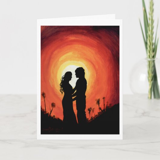 De Kaart van de Sunset Embrace Valentijns (Voorkant)