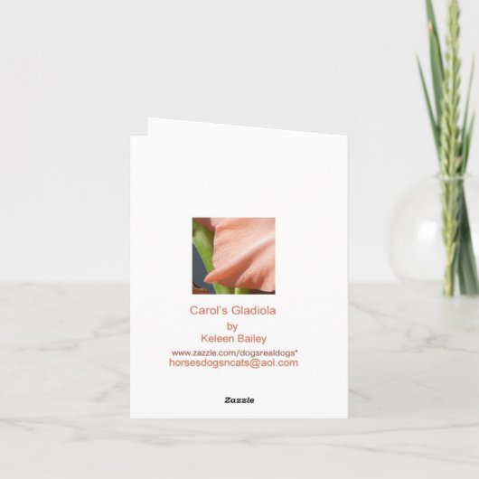 De Kaart van de Sympathie van Gladiola van de (Achterkant)