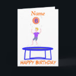 De Kaart van de trampoline voor jongen, voegt<br><div class="desc">Een jongen op een trampoline, die een bal in de lucht werpen. Voeg naam en leeftijd aan voorzijde van kaart toe. Voeg zijn en uw namen binnen, en om het even welk extra bericht toe indien nodig. Groot voor om het even welk kind dat houdt van trampolining, zie ook meisjesversie....</div>