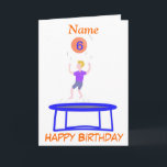De Kaart van de trampoline voor jongen, voegt<br><div class="desc">Een jongen op een trampoline, die een bal in de lucht werpen. Voeg naam en leeftijd aan voorzijde van kaart toe. Voeg zijn en uw namen binnen, en om het even welk extra bericht toe indien nodig. Groot voor om het even welk kind dat houdt van trampolining, zie ook meisjesversie....</div>