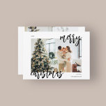 De Kaart van de Vakantie van de Foto van het Manus<br><div class="desc">Eenvoudige kerstkaart biedt vrolijk kerstfeest in een modern penseelscript.</div>