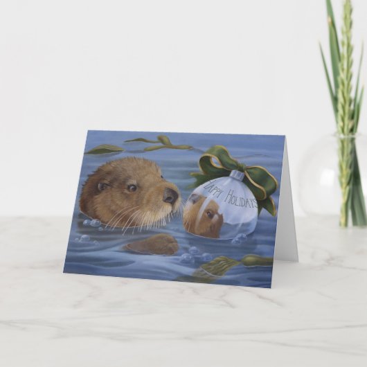 De Kaart van de Vakantie van Kerstmis van de otter (Voorkant)