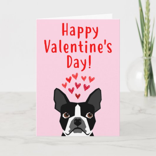 De Kaart van de Valentijnsdag van Boston Terrier (Voorkant)
