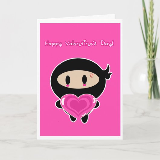 De Kaart van de Valentijnsdag van Ninja van Kawaii (Voorkant)
