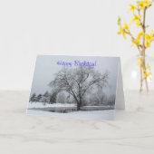 DE KAART VAN DE VERJAARDAG, DE WINTER, SNEEUW (Gele Bloem)