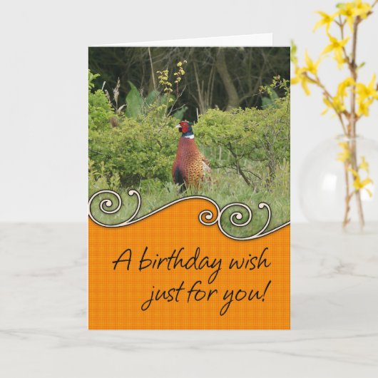 De Kaart van de verjaardag - Fazant (Gele Bloem)