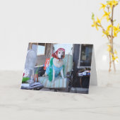 De kaart van de verjaardag, foto van hond in (Gele Bloem)