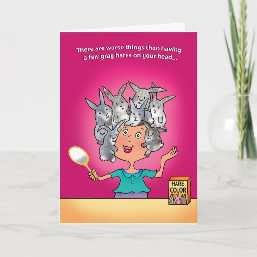 DE KAART VAN DE VERJAARDAG, GRIJS HAAR VERSUS GEEN (Voorkant)