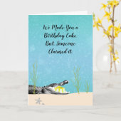 De Kaart van de verjaardag met Alligator, Humoureu (Gele Bloem)