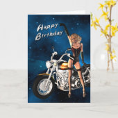 De kaart van de verjaardag met een motor (Gele Bloem)