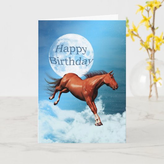 De kaart van de verjaardag met geestpaard (Gele Bloem)