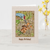 De Kaart van de verjaardag met Kranen Sandhill (Gele Bloem)