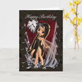 De kaart van de verjaardag met moonies gotische (Gele Bloem)